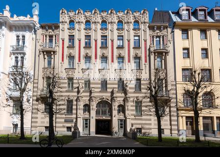 Bâtiments Art Nouveau en Alberta iela, les bâtiments de cette rue font partie du patrimoine mondial de l'UNESCO, Riga, Lettonie Banque D'Images