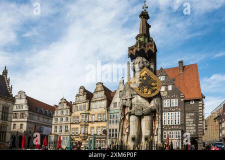 Bremer Roland, statue de Roland sur la place du marché, ville hanséatique de Brême, Allemagne Banque D'Images