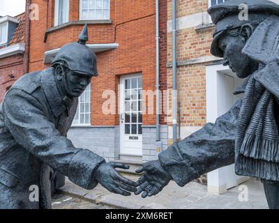 Mémorial de la Trêve de Noël, Mesen, Belgique Banque D'Images