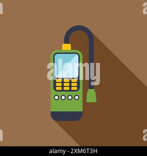 Détecteur de gaz mesurant le niveau de méthane avec sonde de capteur, icône de style plat Illustration de Vecteur