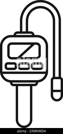 Instrument de mesure de détecteur de gaz numérique montrant le niveau de méthane, conception d'icône de ligne Illustration de Vecteur