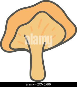 Chanterelle champignon clip art illustration griffonner style croquis. Champignon saisonnier de forêt comestible, graphiques vectoriels Illustration de Vecteur