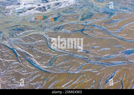 Glacier Holmsa, vue aérienne, hiver, Islande Banque D'Images