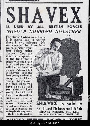 Publicité pour Shavex sur la première page du Daily mail (réplique), le 5 juin 1940, après l'évacuation de Dunkerque. Banque D'Images