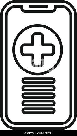 Le smartphone affiche une application médicale avec un symbole de croix médicale bien visible Illustration de Vecteur