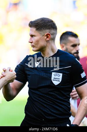 Broendby, Danemark. 25 juillet 2024. L'arbitre David Dickinson vu lors du match de qualification de l'UEFA Conference League entre Broendby IF et Llapi au Broendby Stadion à Broendby. Crédit : Gonzales photo/Alamy Live News Banque D'Images