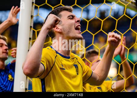 Broendby, Danemark. 25 juillet 2024. Jacob Rasmussen de Broendby vu après le match de qualification de l'UEFA Conference League entre Broendby IF et Llapi au Broendby Stadion à Broendby. Crédit : Gonzales photo/Alamy Live News Banque D'Images