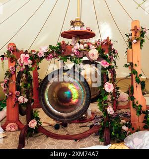 Gong Bath pendant Womad - World of Music, Arts and Dance 2024 le vendredi 26 juillet 2024 à Charlton Park, Malmesbury. . Photo de Julie Edwards. Banque D'Images
