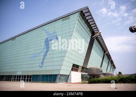 Torino, Italie. 26 juillet 2024. Vue générale du Lingotto ovale, le Lingotto ovale accueillera des compétitions de patinage de vitesse lors des Jeux olympiques d'hiver de 2030, qui se tiendront dans les Alpes françaises. L'annonce a été faite lors de la 142e session plénière du CIO - vendredi 26 juillet 2024. Sport - soccer . (Photo de Marco Alpozzi/Lapresse) crédit : LaPresse/Alamy Live News Banque D'Images