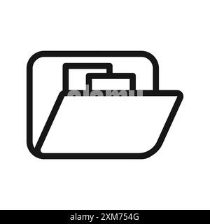 Icône de dossiers d'archive vecteur d'art de ligne noir dans le signe de collection d'ensemble de contour noir et blanc Illustration de Vecteur