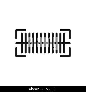 Icône de scanner de code à barres vecteur d'art de ligne noir en noir et blanc contour set signe de collection Illustration de Vecteur