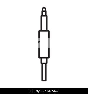 Icône de câble auxiliaire vecteur d'art de ligne noir en noir et blanc contour set signe de collection Illustration de Vecteur