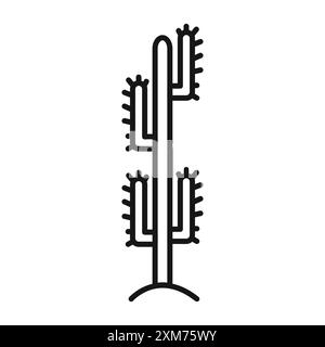 Icône de cactus vecteur d'art de ligne noire dans le signe de collection d'ensemble de contour noir et blanc Illustration de Vecteur