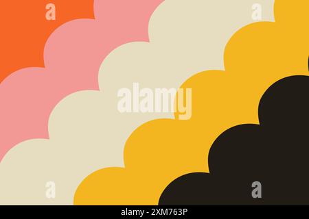 Toile de fond des vagues rétro. Fond abstrait simple dans le style hippie des années 1960-1970. Motif coloré amusant Illustration de Vecteur