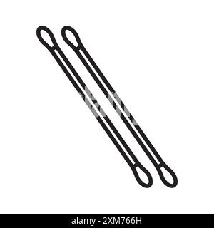 Coton Buds icône vecteur d'art de ligne noire en noir et blanc contour set signe de collection Illustration de Vecteur