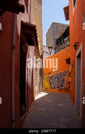 Rue colorée en Crète, Grèce Banque D'Images