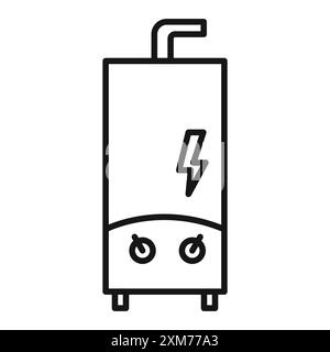 Icône de chaudière de chauffage électrique vecteur d'art de ligne noire en noir et blanc contour set signe de collection Illustration de Vecteur