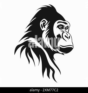 Silhouette de gorille de tête. Logotype de mascotte animale, icône Illustration de Vecteur