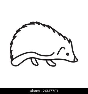 Icône Hedgehog vecteur d'art de ligne noire en noir et blanc contour set signe de collection Illustration de Vecteur