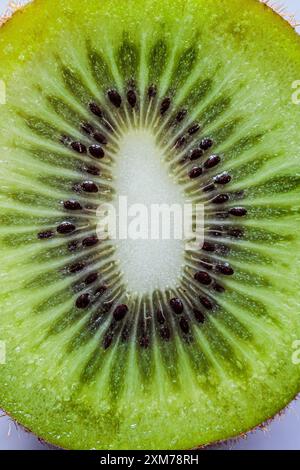 Gros plan de kiwi tranché Banque D'Images