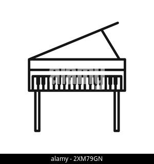 Vecteur d'art de ligne noire d'icône de piano dans le signe de collection d'ensemble de contour noir et blanc Illustration de Vecteur