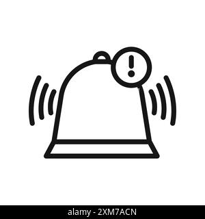 Icône de cloche de notification vecteur d'art de ligne noire dans le signe de collection d'ensemble de contour noir et blanc Illustration de Vecteur