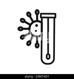 Icône de test PCR vecteur d'art de ligne noire dans le signe de collection d'ensemble de contour noir et blanc Illustration de Vecteur