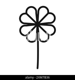 Saint patrick Leaf Cover icône vecteur d'art de ligne noire en noir et blanc contour set signe de collection Illustration de Vecteur