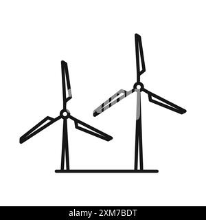 Icône de moulin à vent vecteur d'art de ligne noire dans le signe de collection d'ensemble de contour noir et blanc Illustration de Vecteur