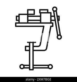 Icône de pince étau vecteur d'art de ligne noire dans le signe de collection de set de contour noir et blanc Illustration de Vecteur