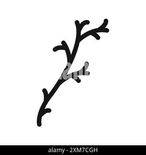 Icône de branche de bois vecteur d'art de ligne noire en noir et blanc contour set signe de collection Illustration de Vecteur