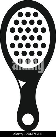 Icône simple d'une raquette de paddle-tennis, utilisée pour jouer sur un petit court avec une paddle solide et une balle de tennis dépressurisée Illustration de Vecteur