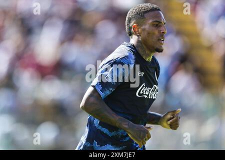 Le milieu de terrain italien de Napoli Michael Folorunsho pendant le camp d'entraînement de pré-saison 2024-25 de la SSC Napoli à Castel Di Sangro, Abruzzes, Italie. Banque D'Images