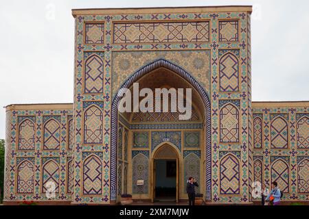 Façade ornée de l'Observatoire Ulugh Beg à Samarkand, Ouzbékistan Banque D'Images