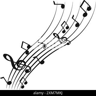 Notes de musique, Wave Upside, signes musicaux Curve, symbole de ligne d'onde sonore, composition acoustique, Note musicale, son musical, ondes musicales Illustration de Vecteur