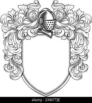 Blason blason Knight Family Shield héraldique Illustration de Vecteur