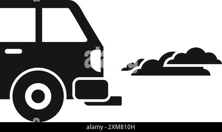 Silhouette noire d'une voiture émettant de la pollution de fumée, concept de problème environnemental Illustration de Vecteur