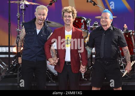 Green Day - Mike Dirnt, Billie Joe Armstrong et Tré Cool Banque D'Images