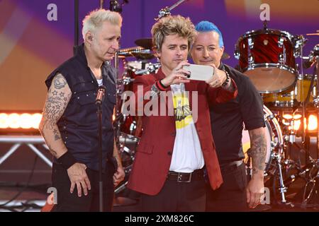 Green Day - Mike Dirnt, Billie Joe Armstrong et Tré Cool Banque D'Images