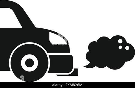 Silhouette noire d'une voiture émettant des gaz d'échappement polluants Illustration de Vecteur