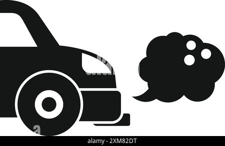 Silhouette noire d'une voiture émettant de la pollution de fumée par son tuyau d'échappement Illustration de Vecteur