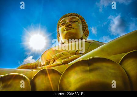 Le plus grand Bouddha doré Sun Wat Paknam Bhasicharoen à Bangkok Thaïlande. Temple établi dans les années 1600 Bouddha a terminé 2021. Banque D'Images