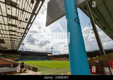 Une vue générale du terrain du Norwich City Football Club avant le match amical de pré-saison entre Norwich City et le FC Magdeburg à Carrow Road, Norwich le vendredi 26 juillet 2024. (Photo : David Watts | mi News) crédit : MI News & Sport /Alamy Live News Banque D'Images