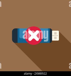 Le lecteur flash USB affiche une erreur avec un symbole de croix rouge Illustration de Vecteur