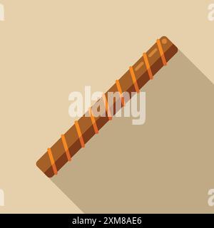Illustration vectorielle simple d'un cookie de rouleau de gaufrette de chocolat avec remplissage, isolé sur un fond brun Illustration de Vecteur