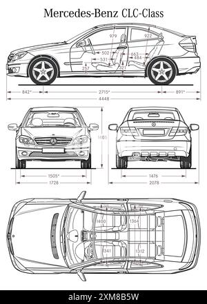 Modèle de voiture Mercedes Benz classe CLC 2008 Illustration de Vecteur