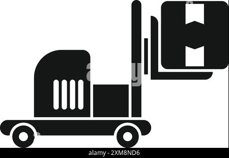 Silhouette noire d'un chariot élévateur soulevant une caisse de chargement, logistique et concept de livraison Illustration de Vecteur