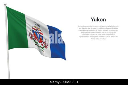 Drapeau ondulant isolé du Yukon est une province du Canada sur fond blanc. Illustration de Vecteur