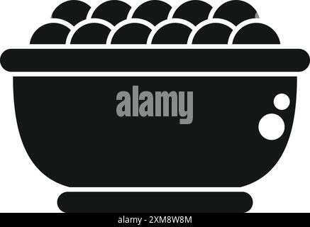 Illustration minimaliste en noir et blanc d'un bol rempli d'objets ronds représentant un concept de gastronomie moléculaire Illustration de Vecteur