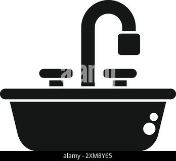 Silhouette isolée noire d'un évier de cuisine sur fond blanc, plomberie pour le design intérieur de la maison Illustration de Vecteur